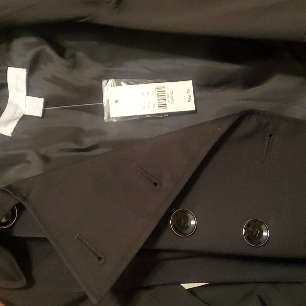 NWT New York & Company Black Trench Coat - XS